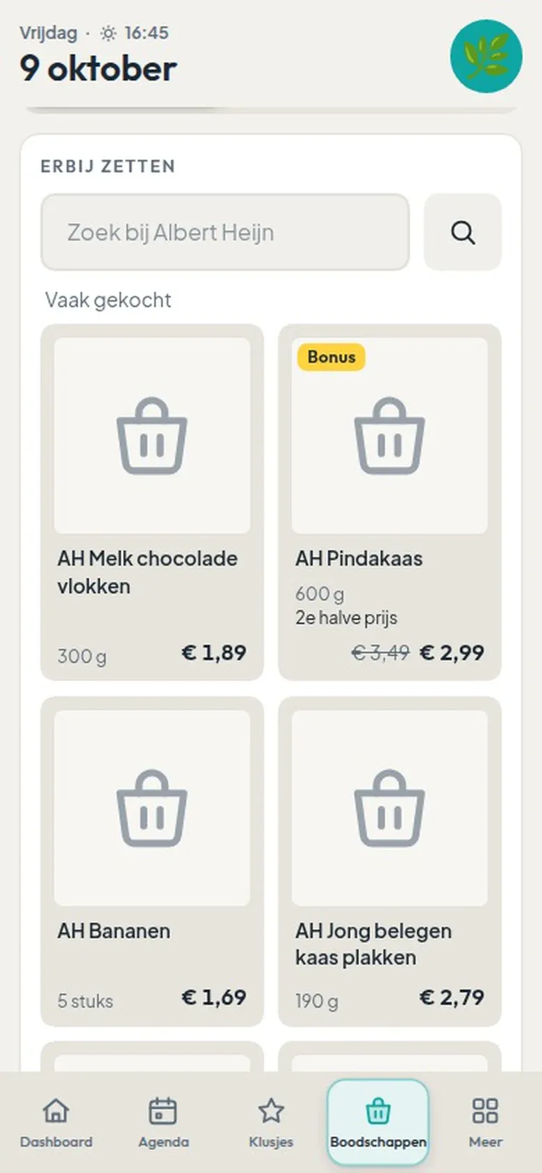 Een product zoeken en toevoegen op de telefoon