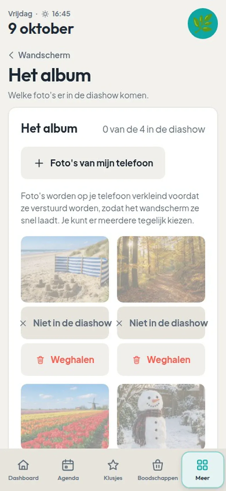 Het fotoalbum op de telefoon