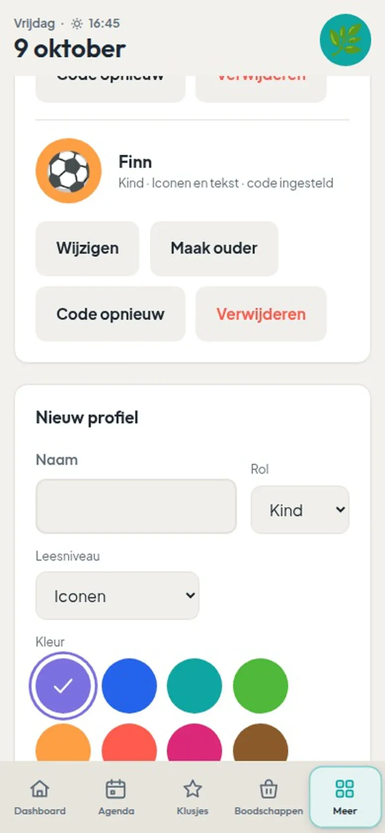 Een profiel toevoegen op de telefoon
