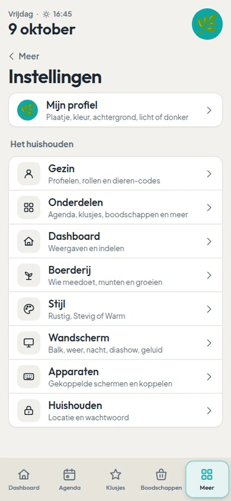 De instellingen op de telefoon