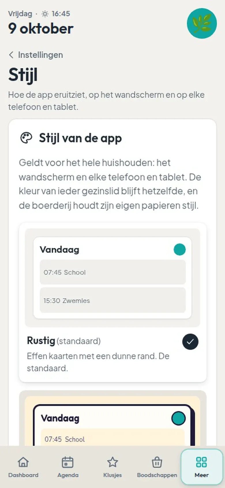 De stijl en de accentkleur kiezen op de telefoon
