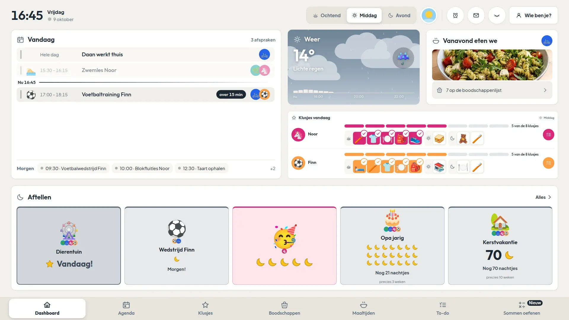 De widget Aftellen