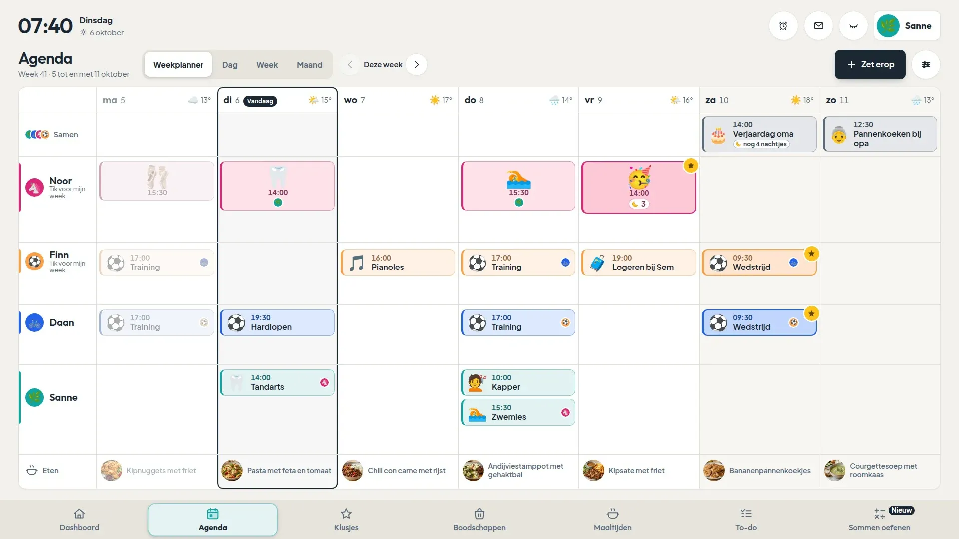 Iets op de weekplanner zetten